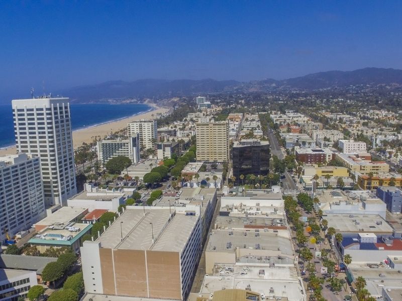 Downtown Santa Monica aerial view