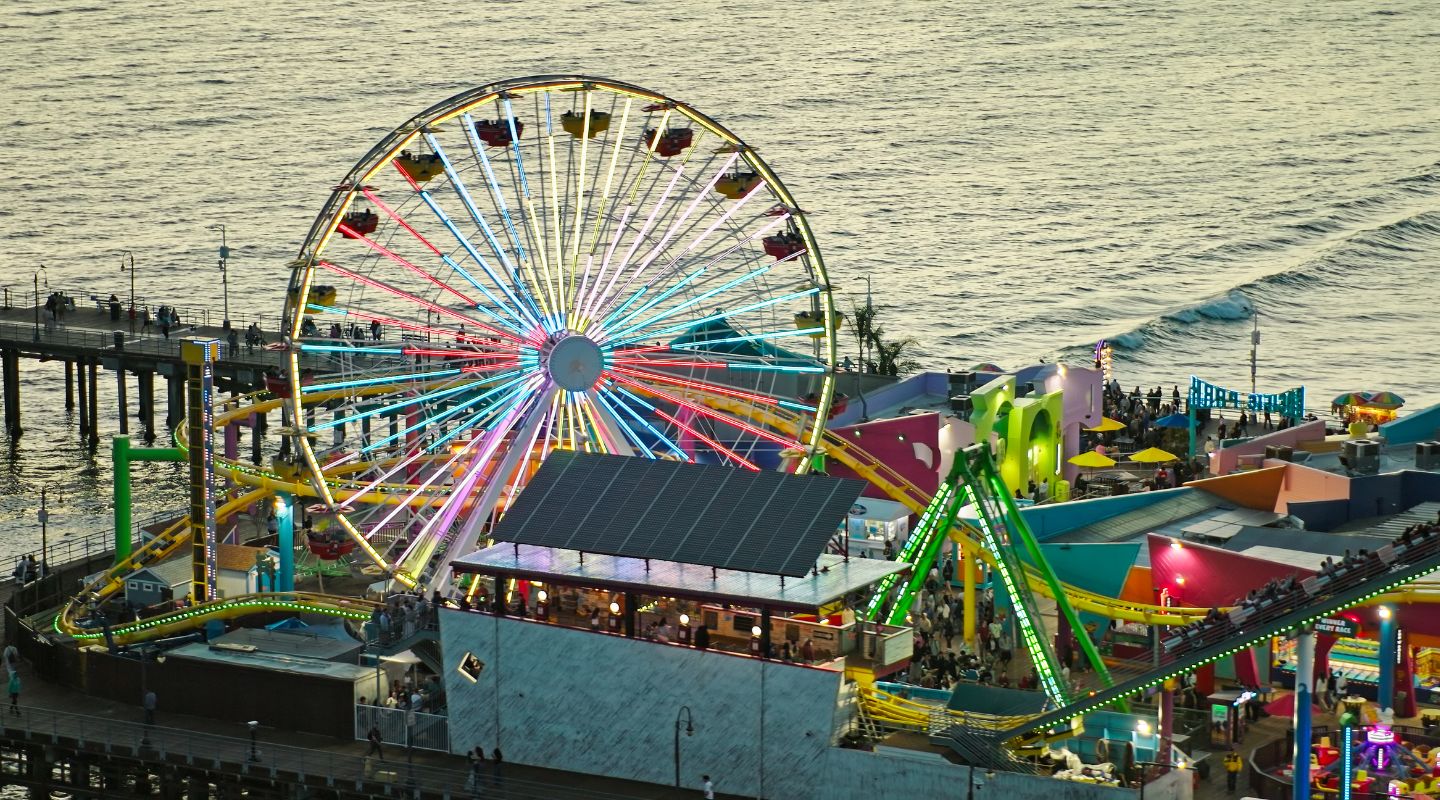 Aerial view of Pacific Park in Santa Monica